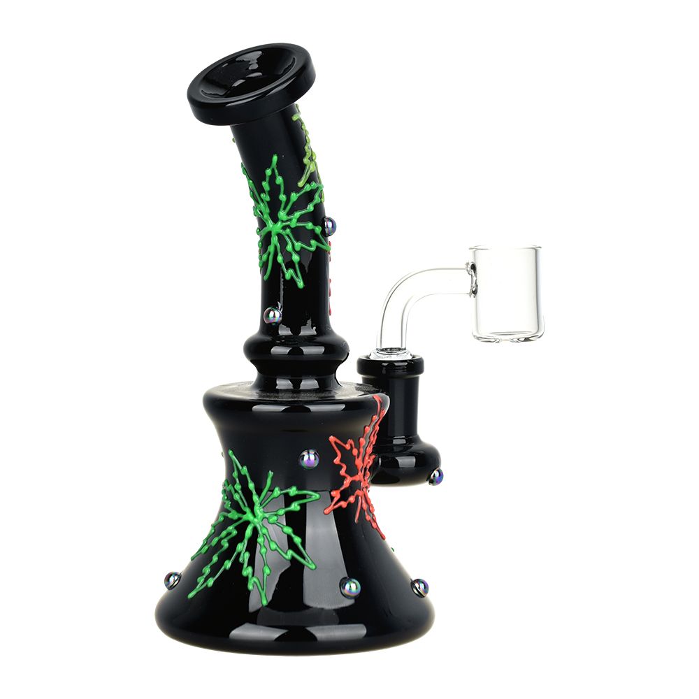 420 Neon Hemp Leaf Glow In The Dark Dab Rig - 6.5&quot;
