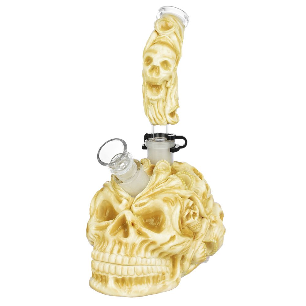 Skull Pile Sugar Skull Glass Bong - 9.5 IN