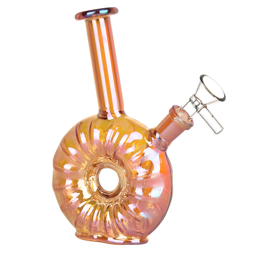 Electroplated Donut Glass Water Bong - 6.75&quot; / Colors Vary