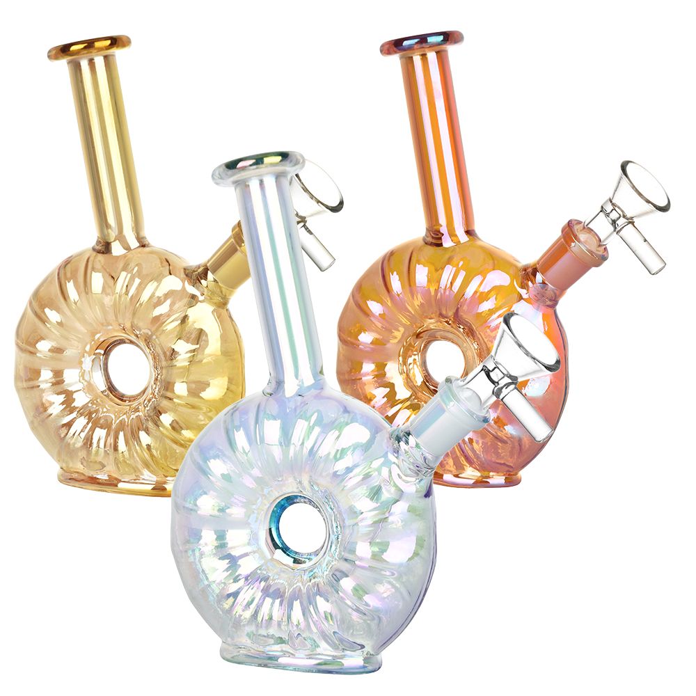 Electroplated Donut Glass Water Bong - 6.75&quot; / Colors Vary