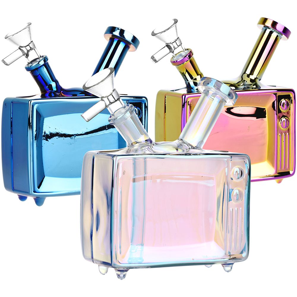 Retro TV Electroplated Glass Bong - Colors Vary - World of Bongs