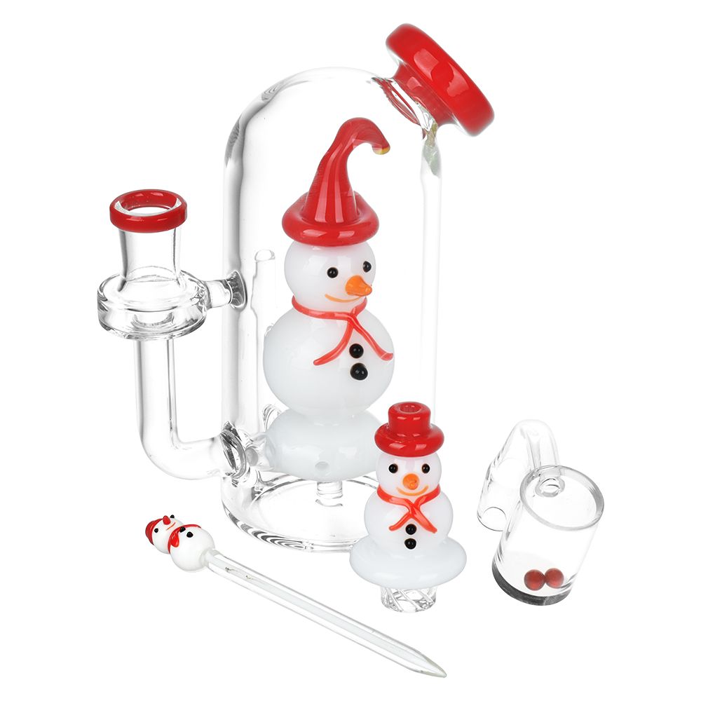 Smiling Snowman Glass Dab Rig Set