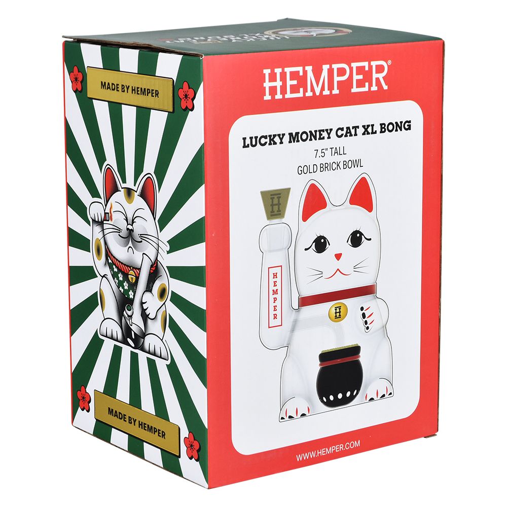 Lucky Money Cat Glass Water Pipe