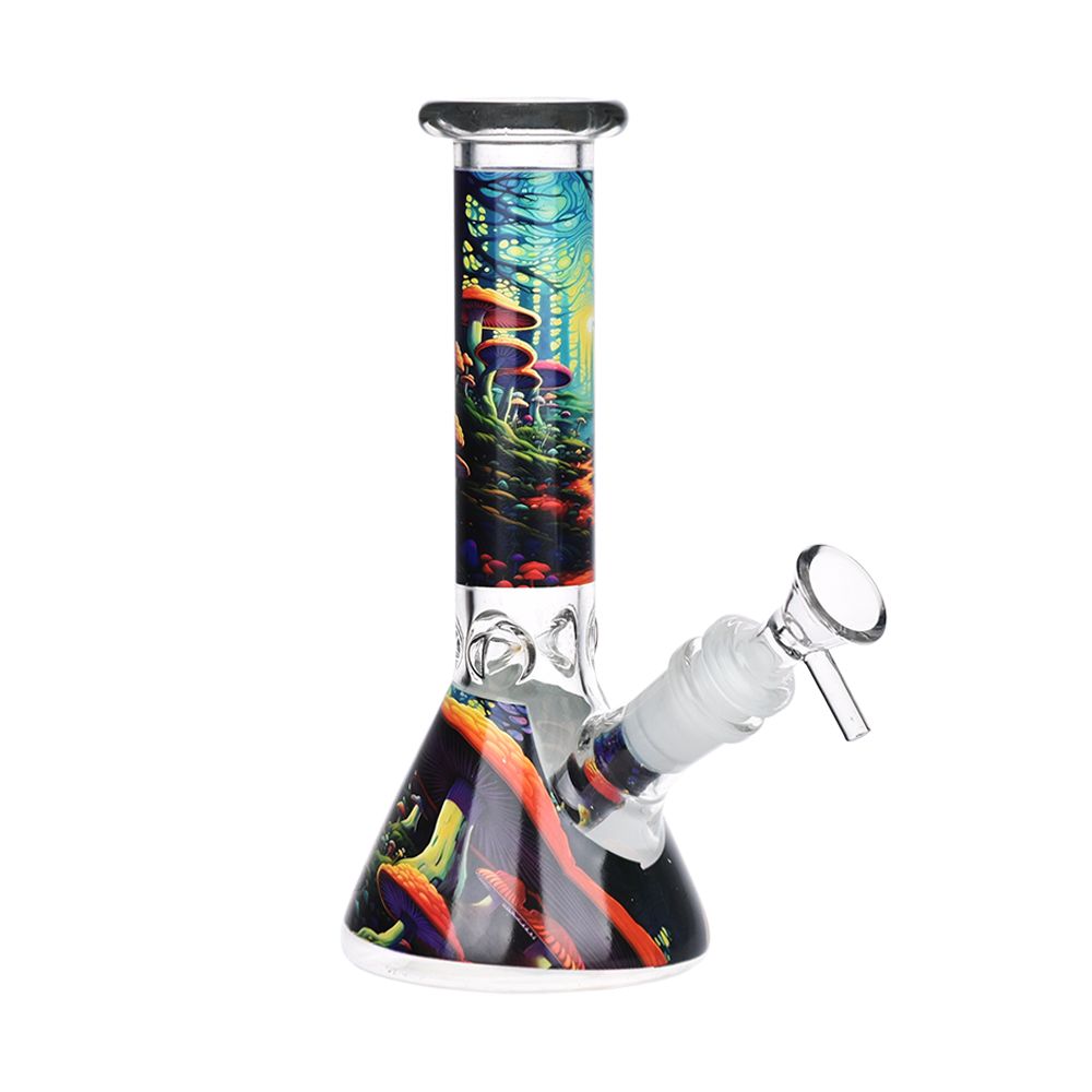 Mushroom Forest Glass Beaker Bong Smoking Set - 7.75&quot;