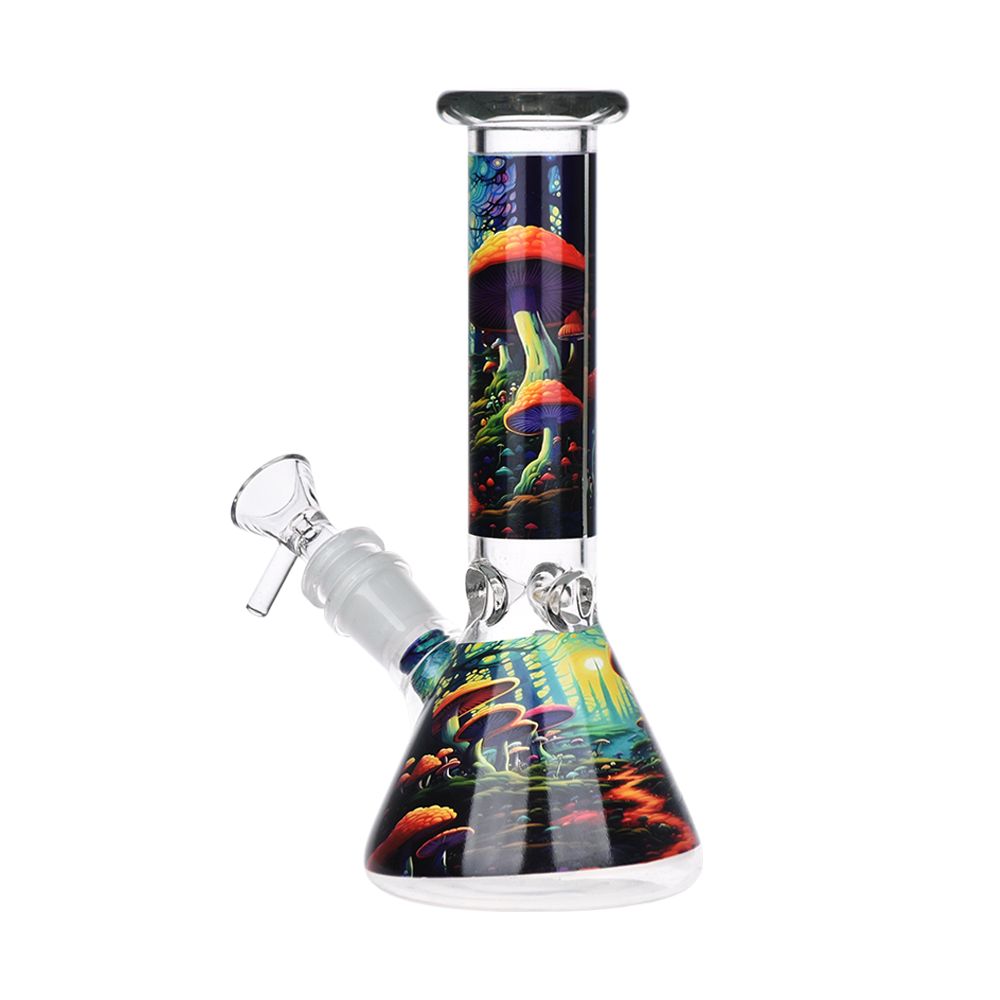 Mushroom Forest Glass Beaker Bong Smoking Set - 7.75&quot;