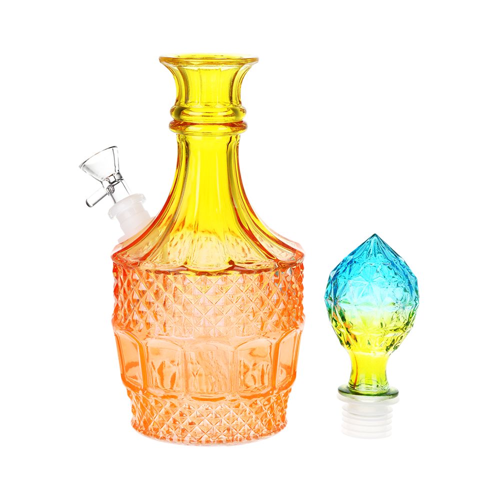 12&quot; Vintage Decanter Ombre Glass Water Pipe - Liquor Style
