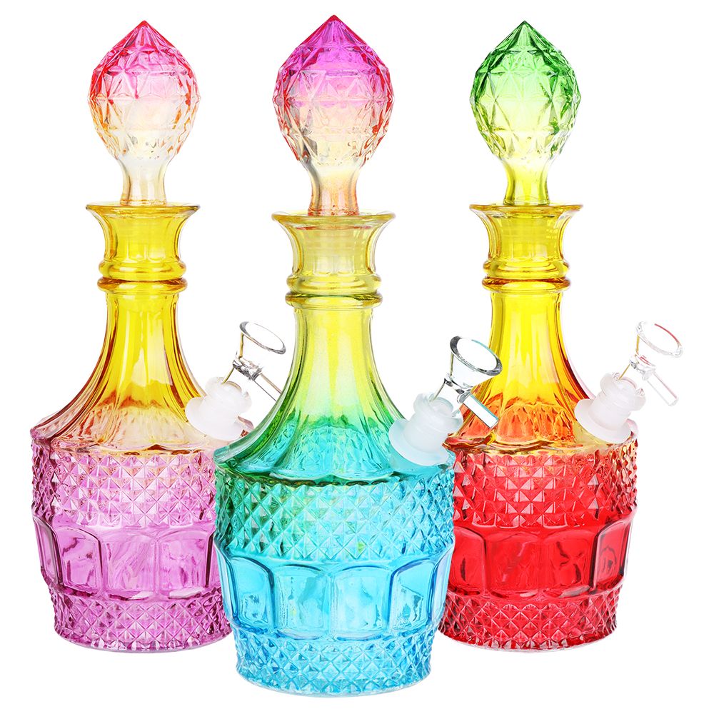 12&quot; Vintage Decanter Ombre Glass Water Pipe - Liquor Style