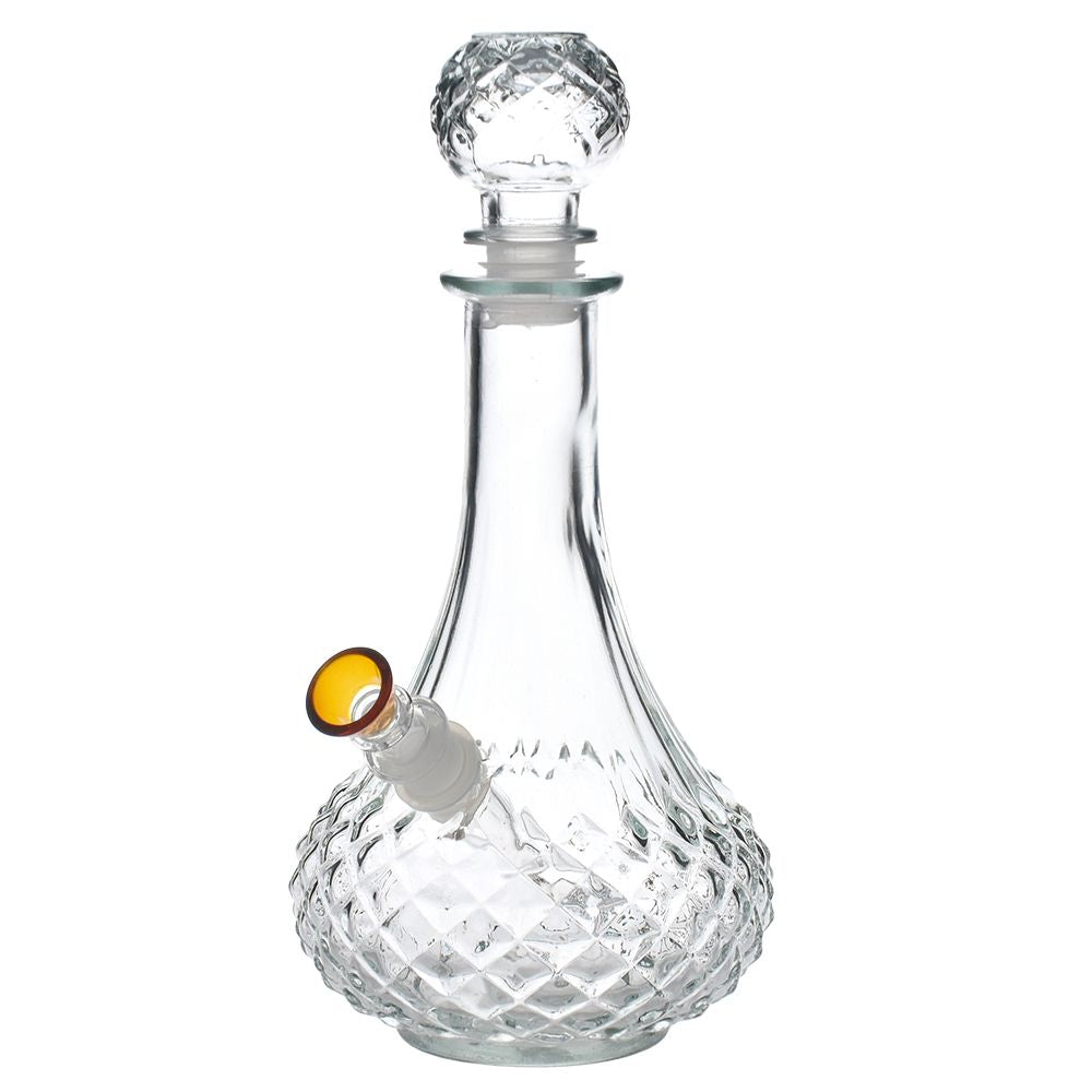 Vintage Decanter Long Neck Style Glass Water Pipe w/ Cap - 8.25&quot;