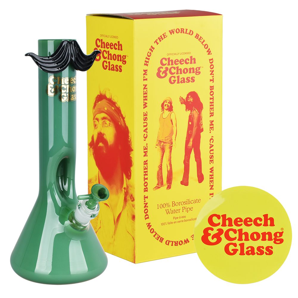 Cheech &amp; Chong Glass Moustache Ride Beaker Water Pipe - 12&quot;