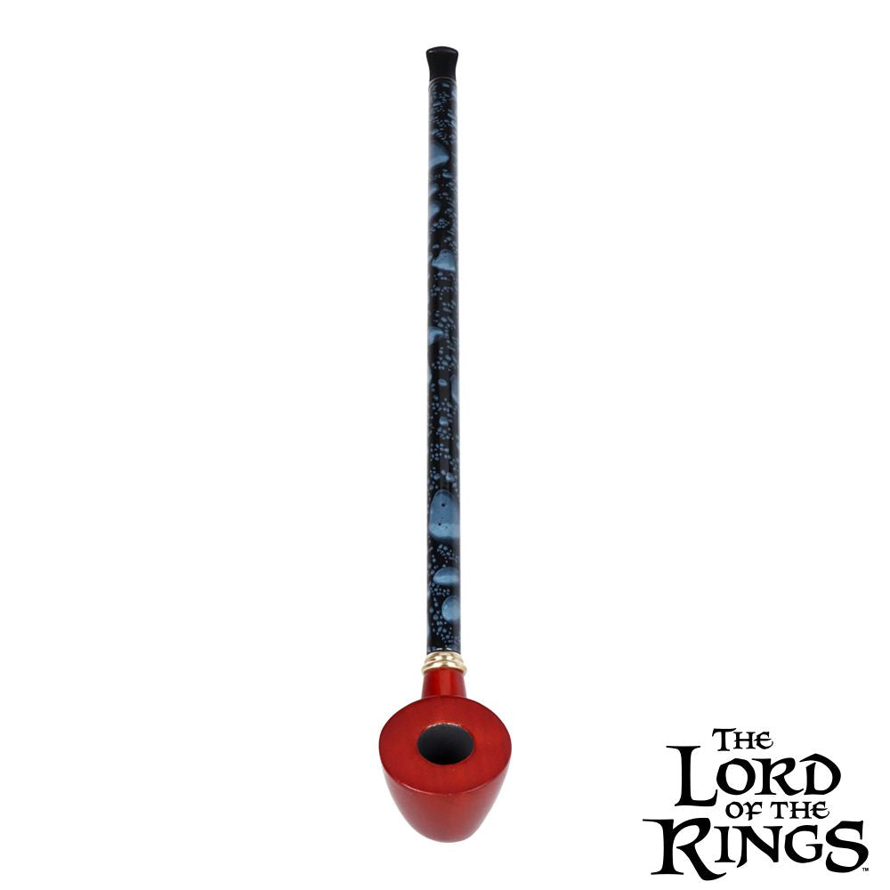 Red pipe with black and blue pattern on a white background, featuring 'The Lord of the Rings' logo.