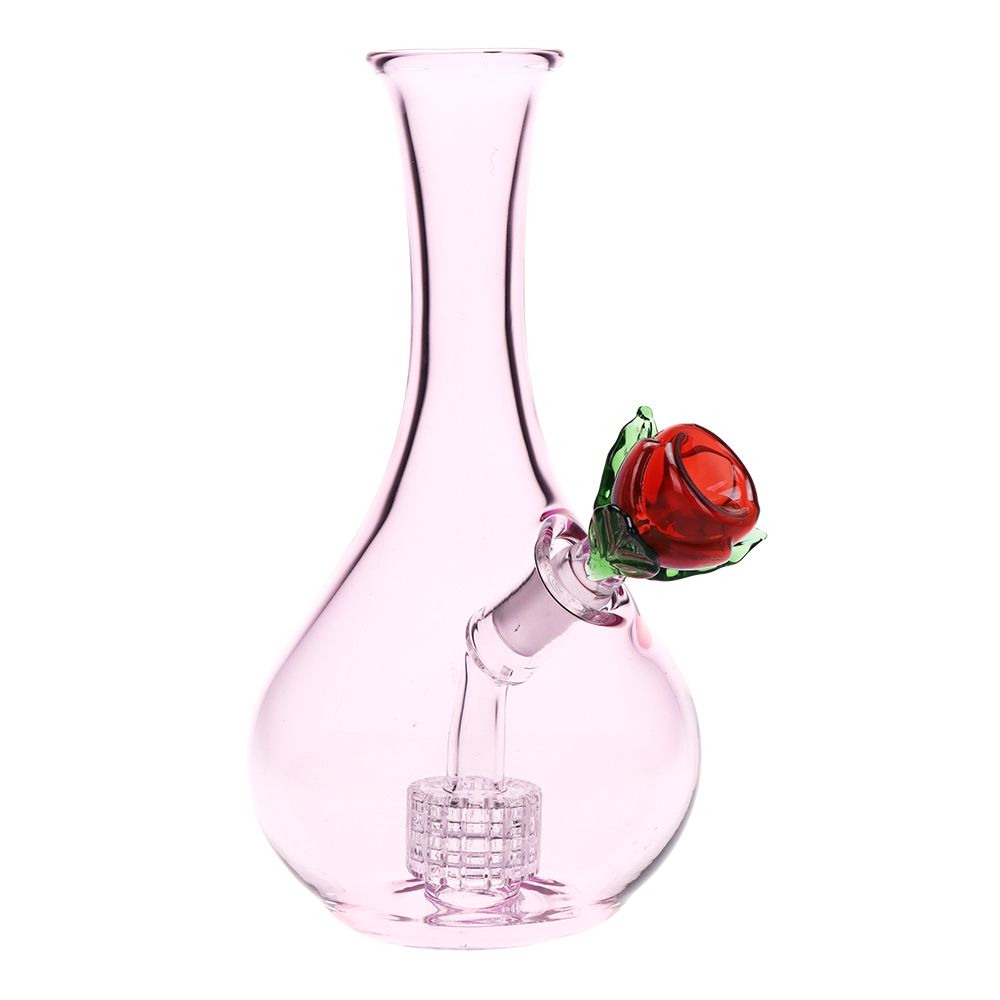 Rose in Vase Glass Water Pipe - 7&quot;