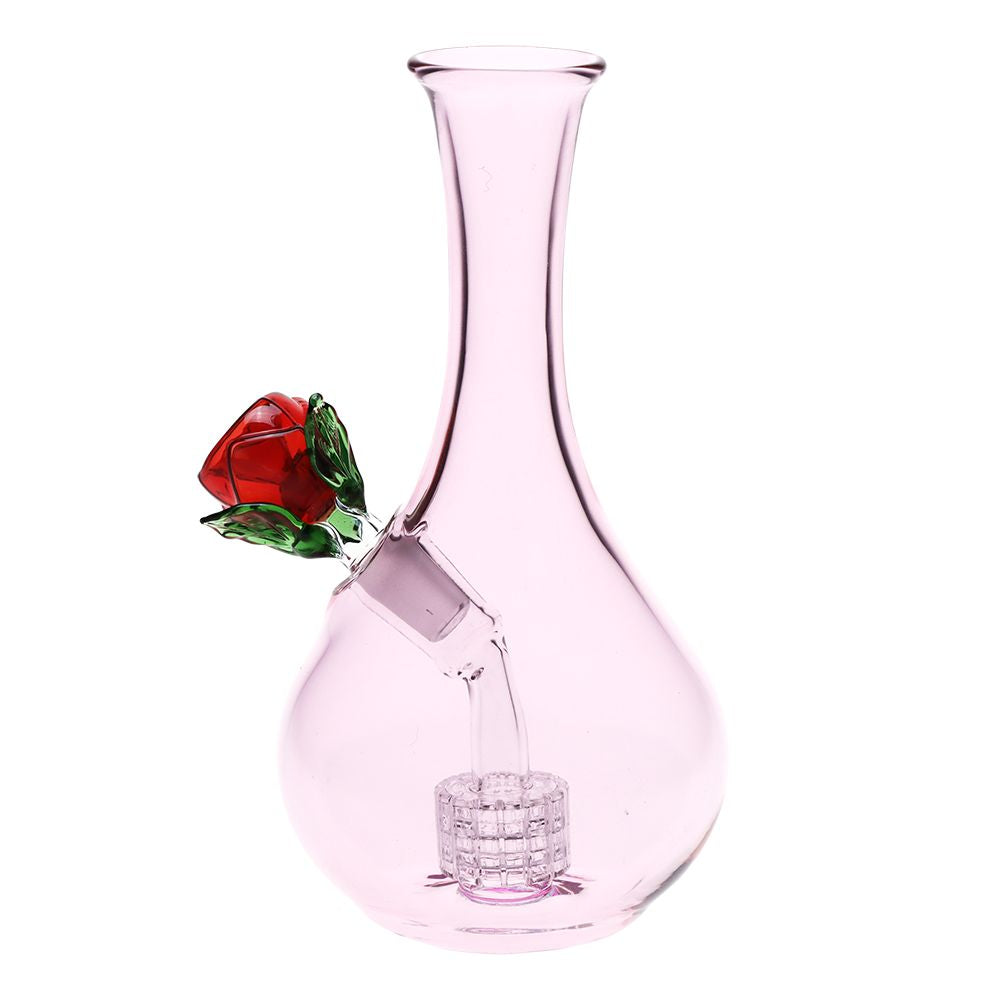 Rose in Vase Glass Water Pipe - 7&quot;