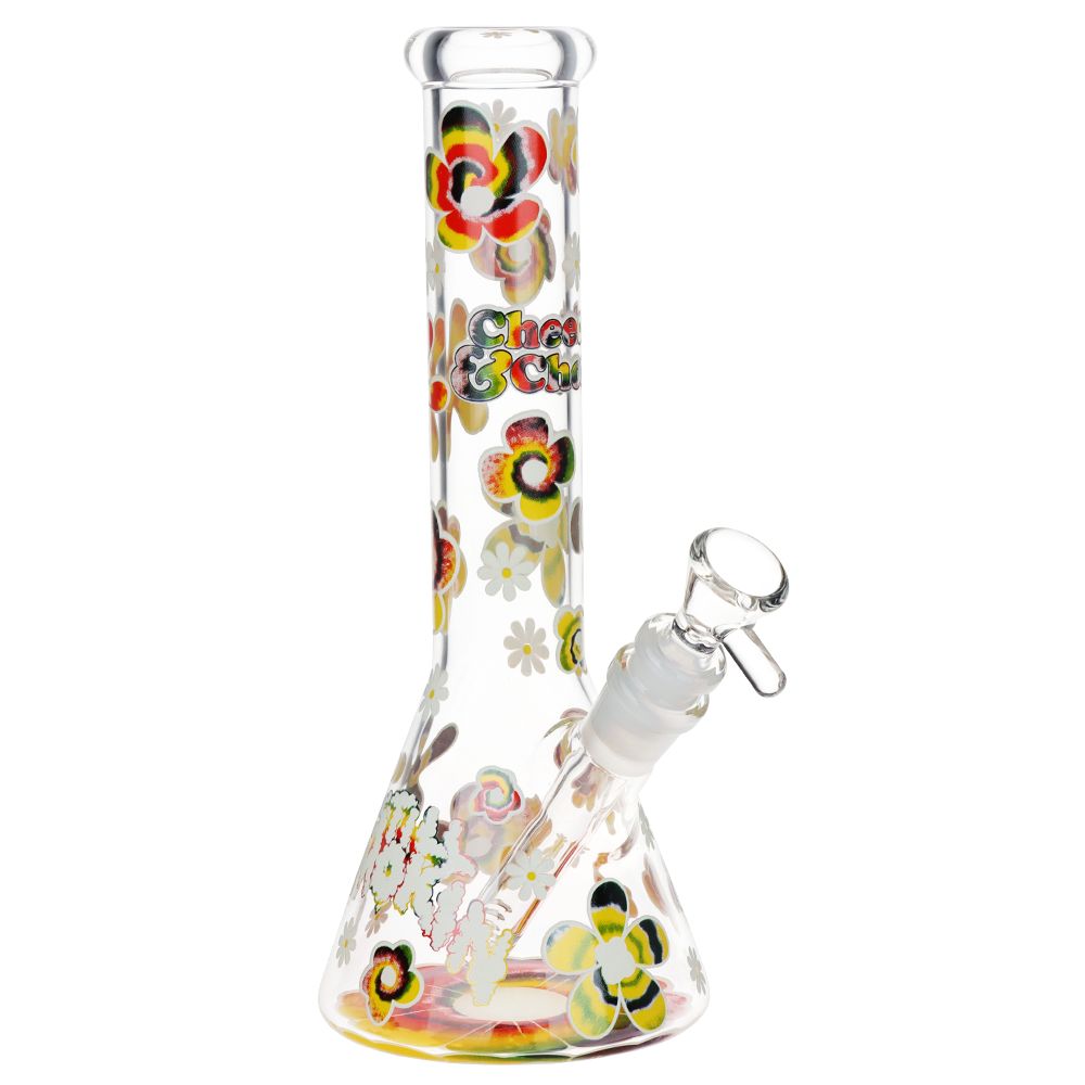Cheech & Chong Glass Tie Dye Glow Glass Beaker Water Pipe - 10"