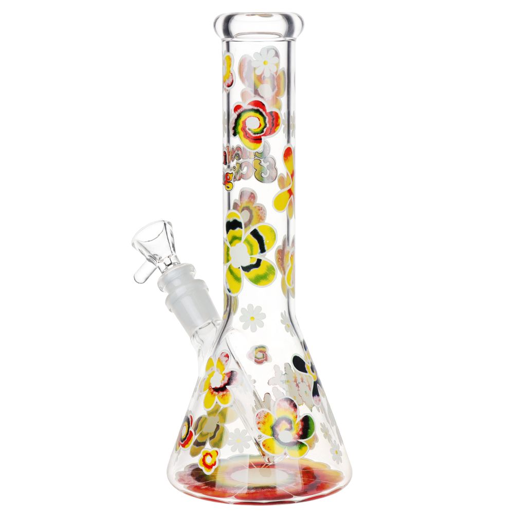 Cheech & Chong Glass Tie Dye Glow Glass Beaker Water Pipe - 10"