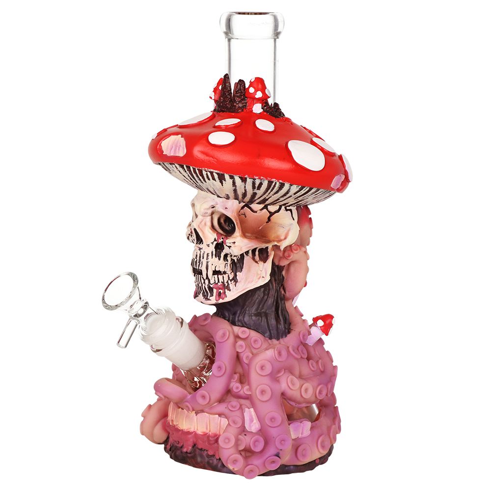 Mushroom Skull Tentacle Glass & Vinyl Bong - 10.5"