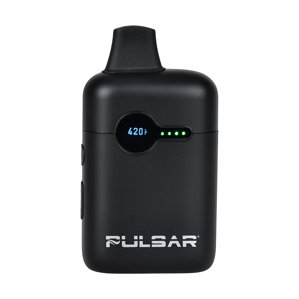 Black Pulsar vaping device on a white background