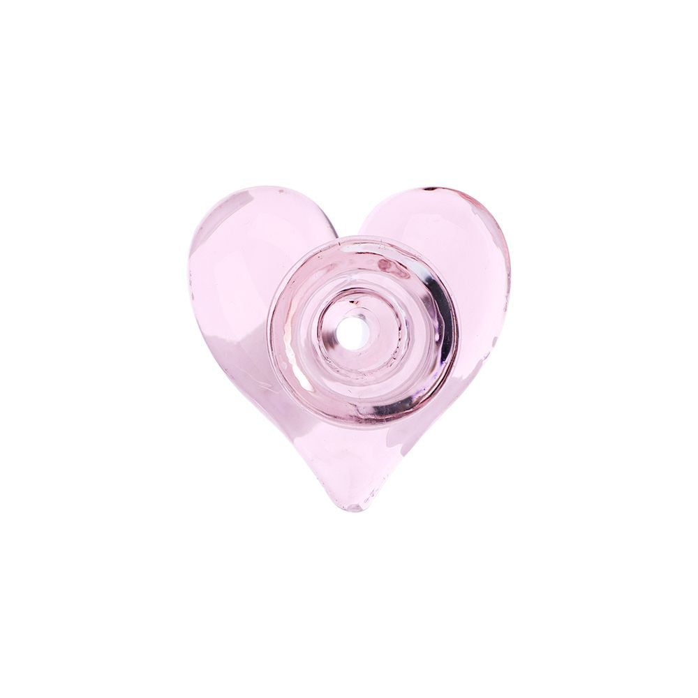 4CT BUNDLE - Pink Heart Glass Herb Bowl - 14mm Male