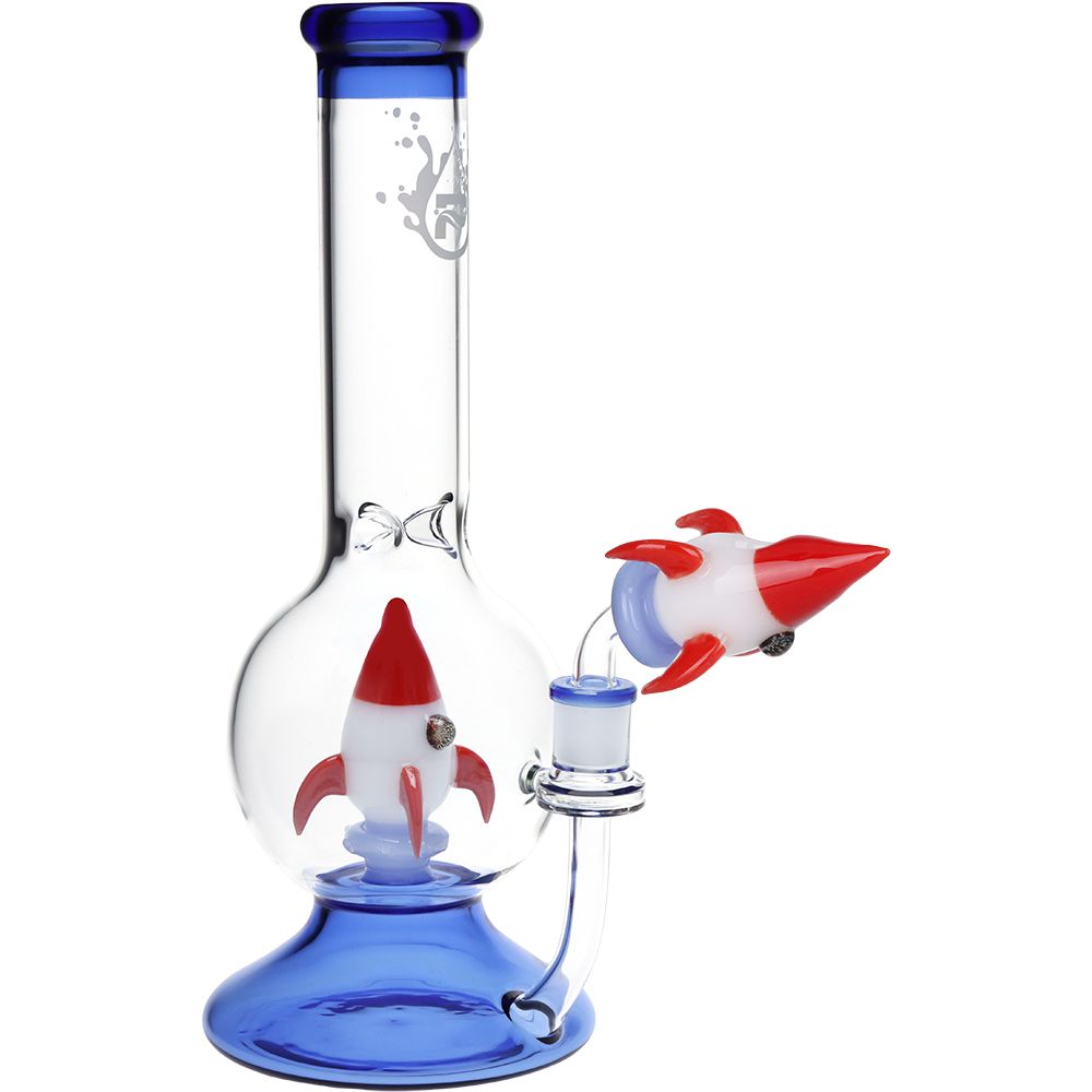 space rocker glass bong on a white background 