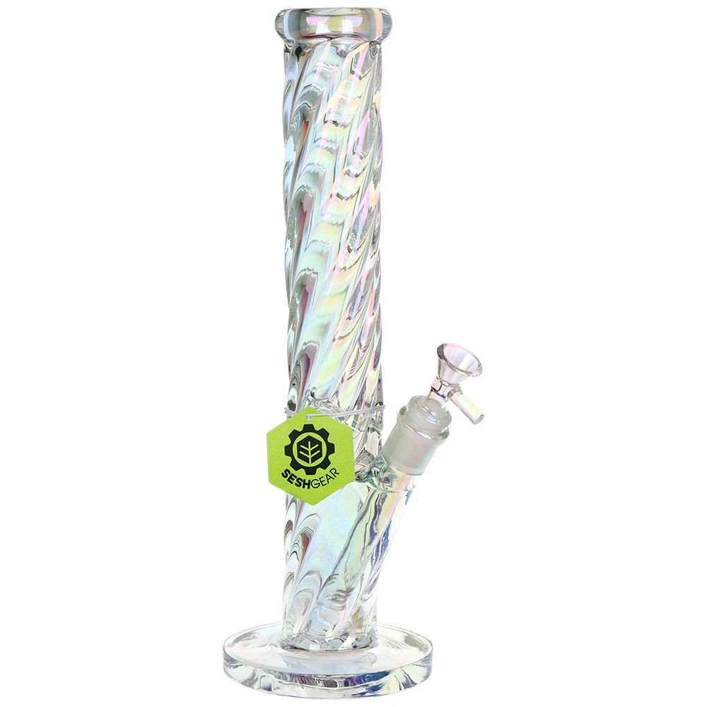 Twist Straight Tube Electroplated Glass Bong