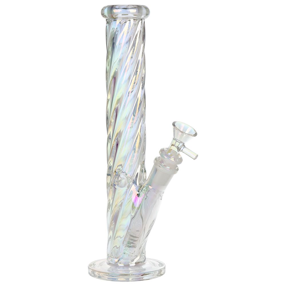 Twist Straight Tube Electroplated Glass Bong