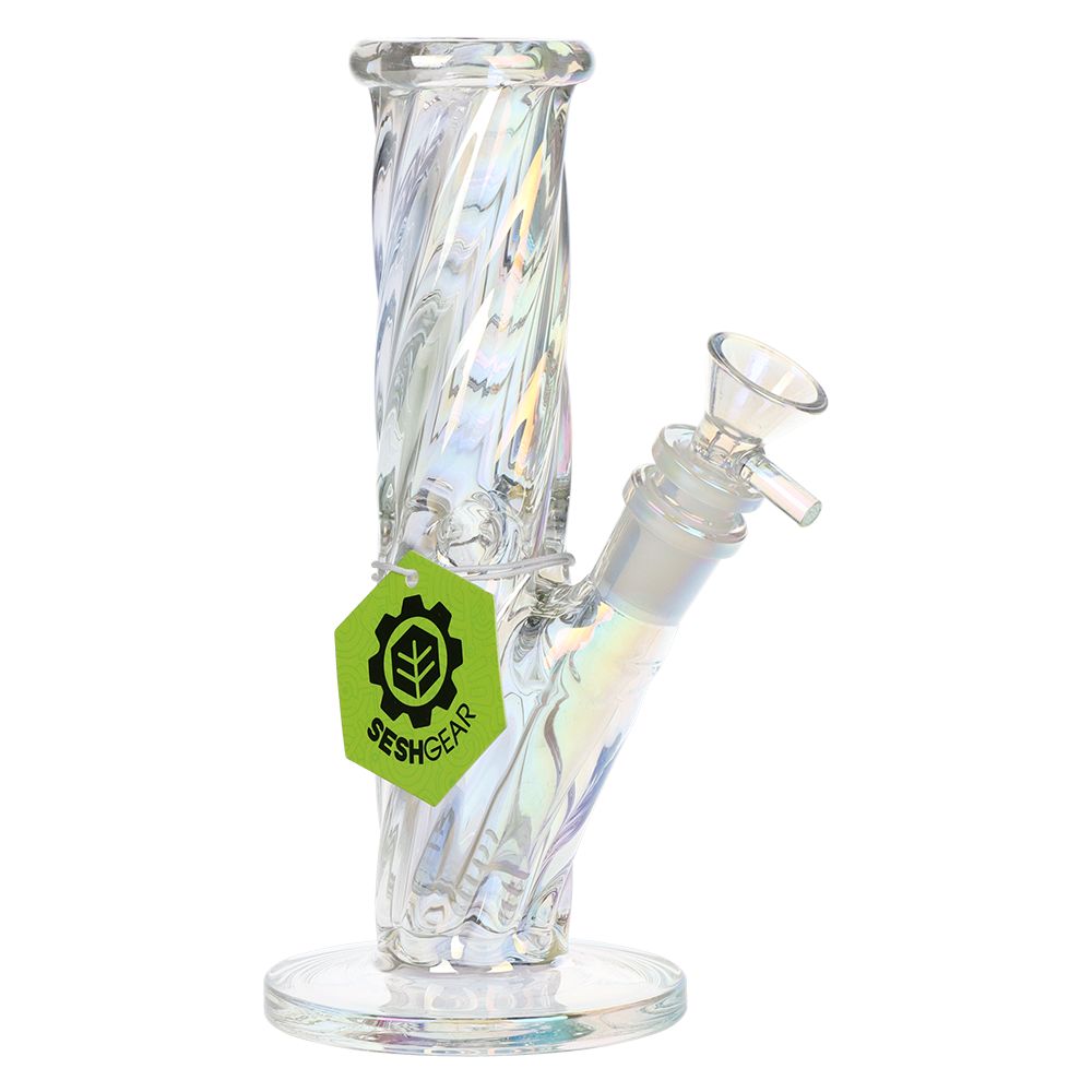 Twist Straight Tube Electroplated Glass Bong