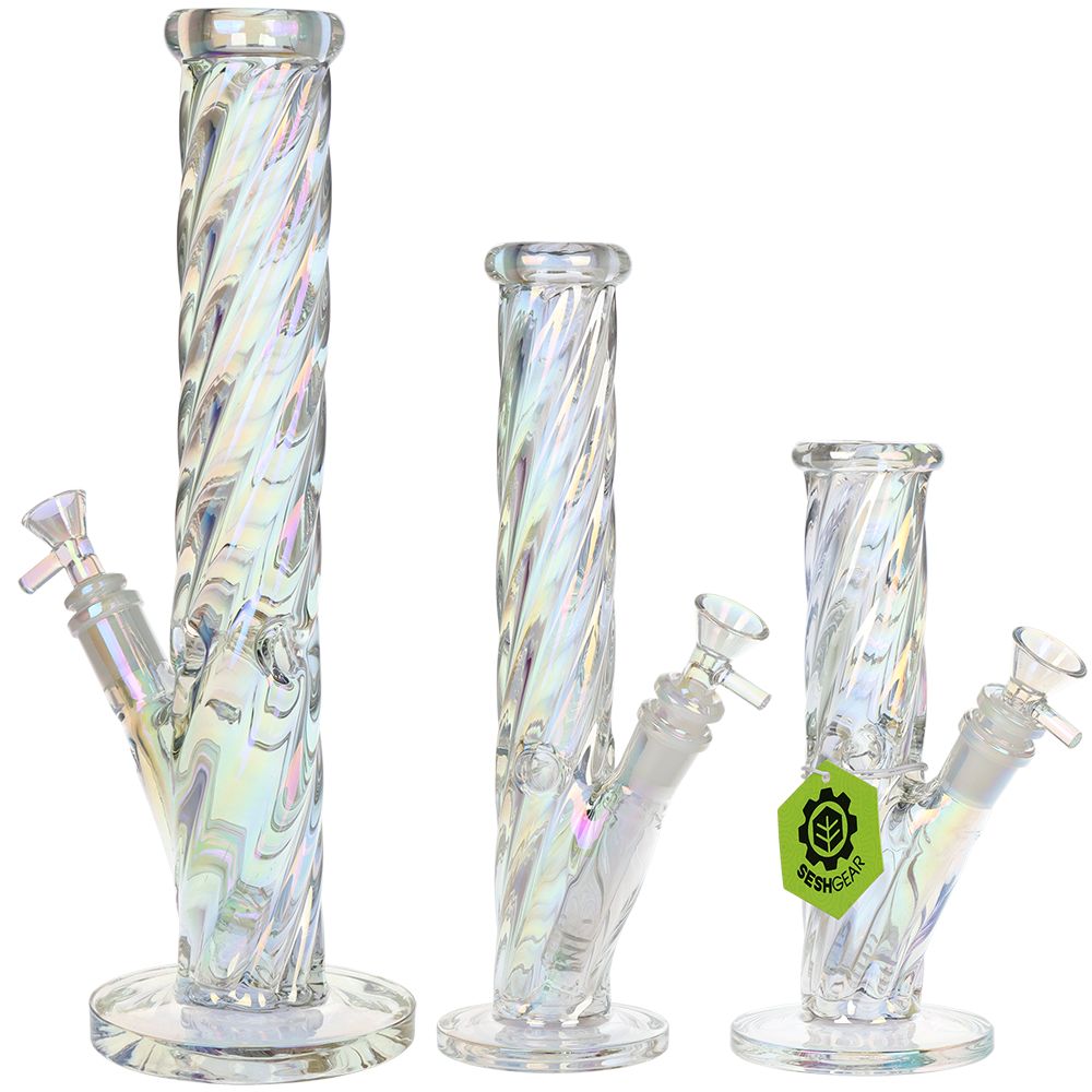 Twist Straight Tube Electroplated Glass Bong