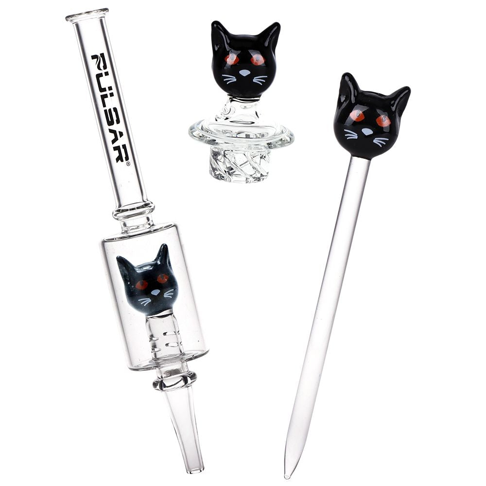 Superstitious Kitty Glass Dab Rig Set - 8"