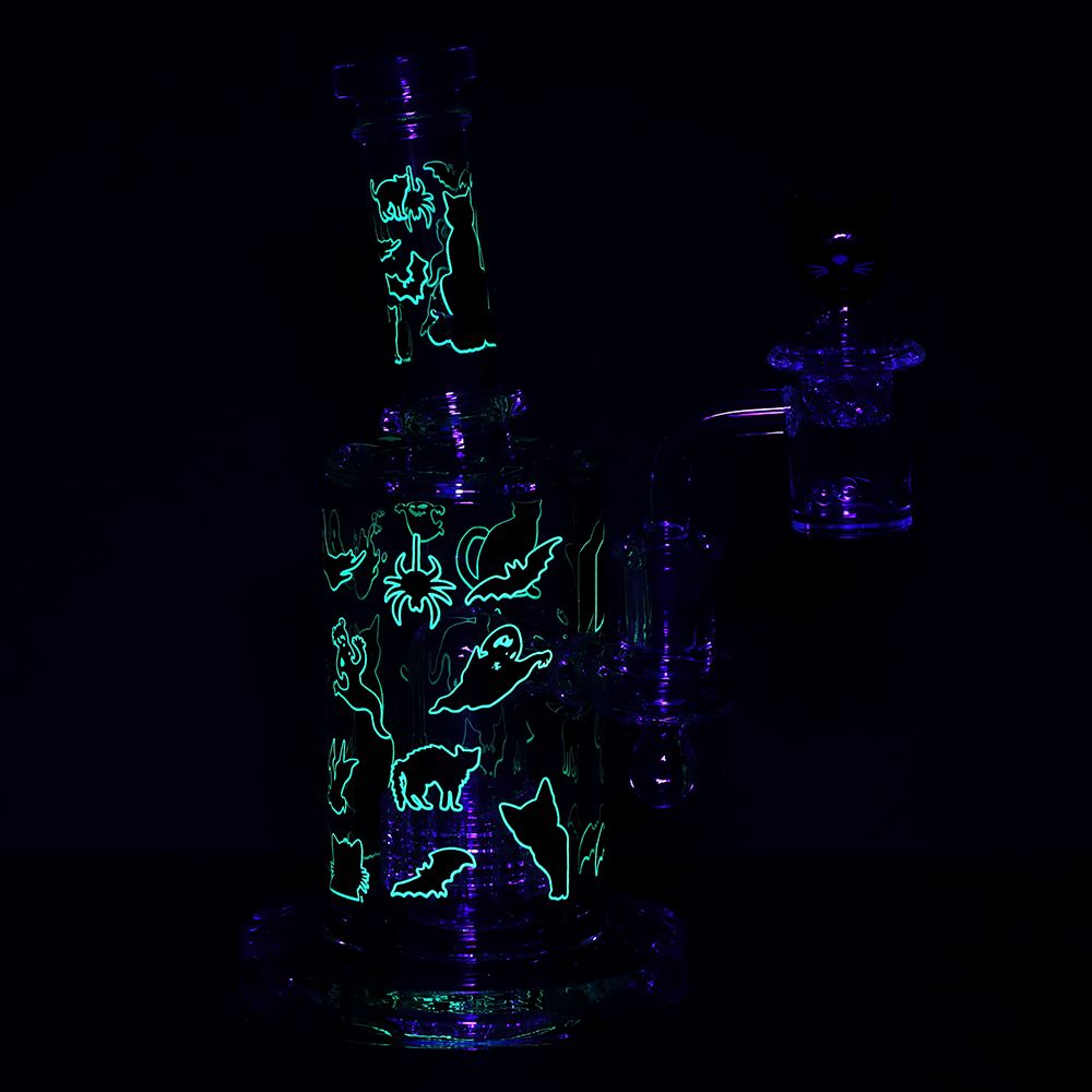 Superstitious Kitty Glass Dab Rig Set - 8"