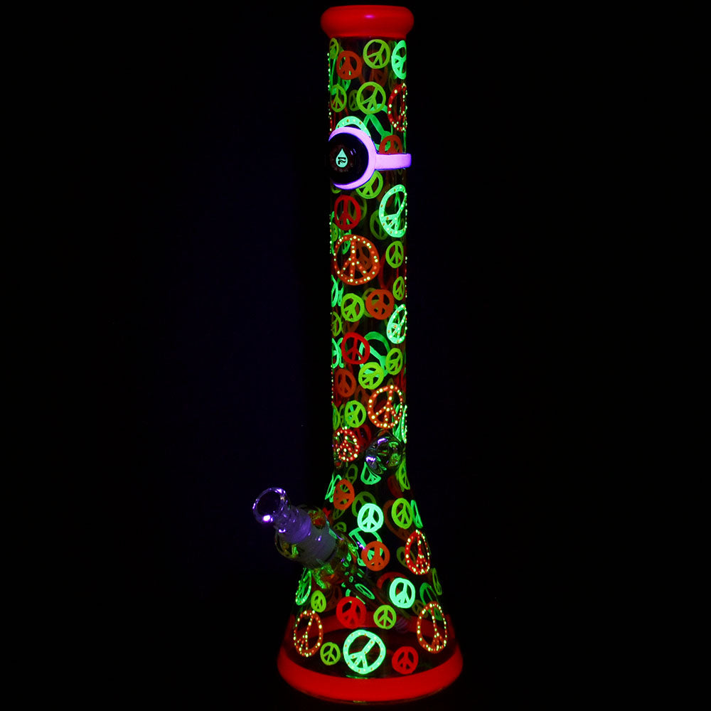 18 IN XL Peace Glow In The Dark Beaker Bong