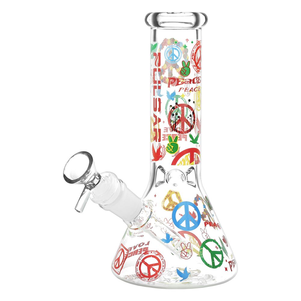 World Peace Sign Beaker Bong - 8 IN