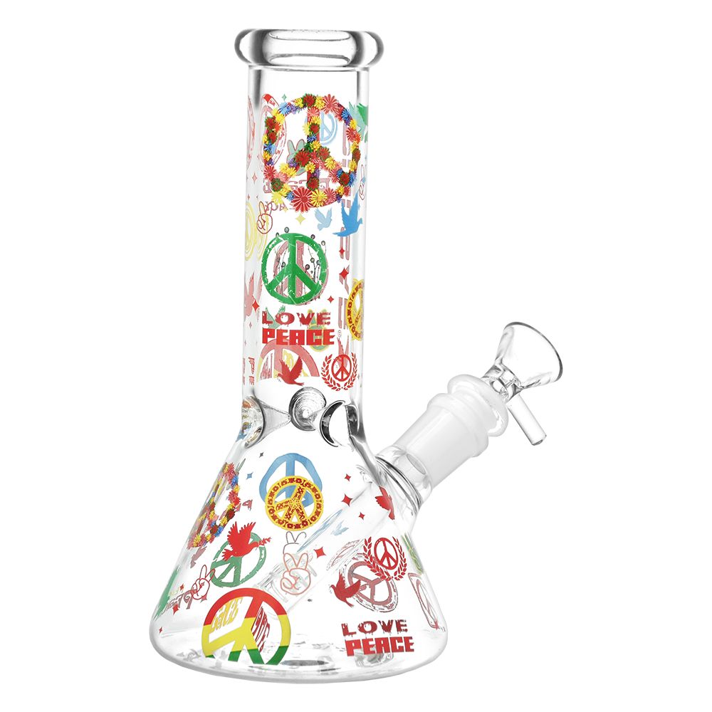 World Peace Sign Beaker Bong - 8 IN