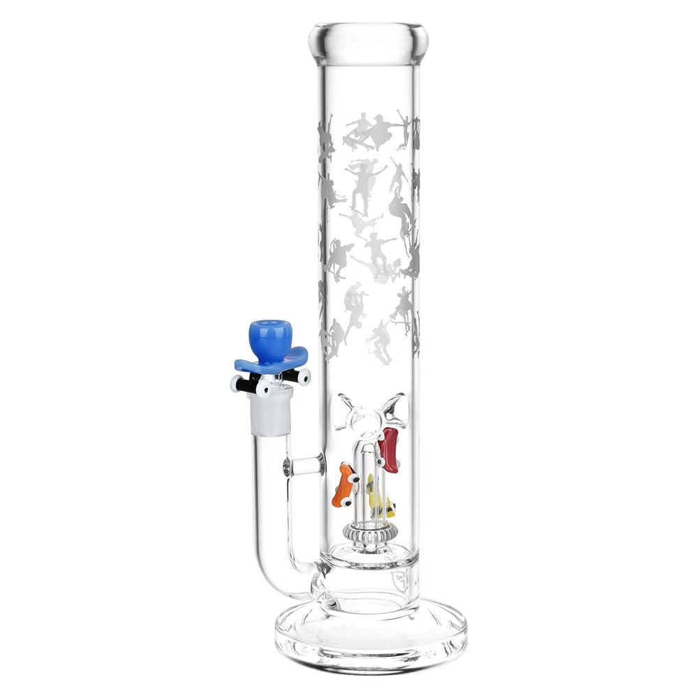 “Skate or Die” Straight Tube Glass Percolator Bong - 12.5 IN