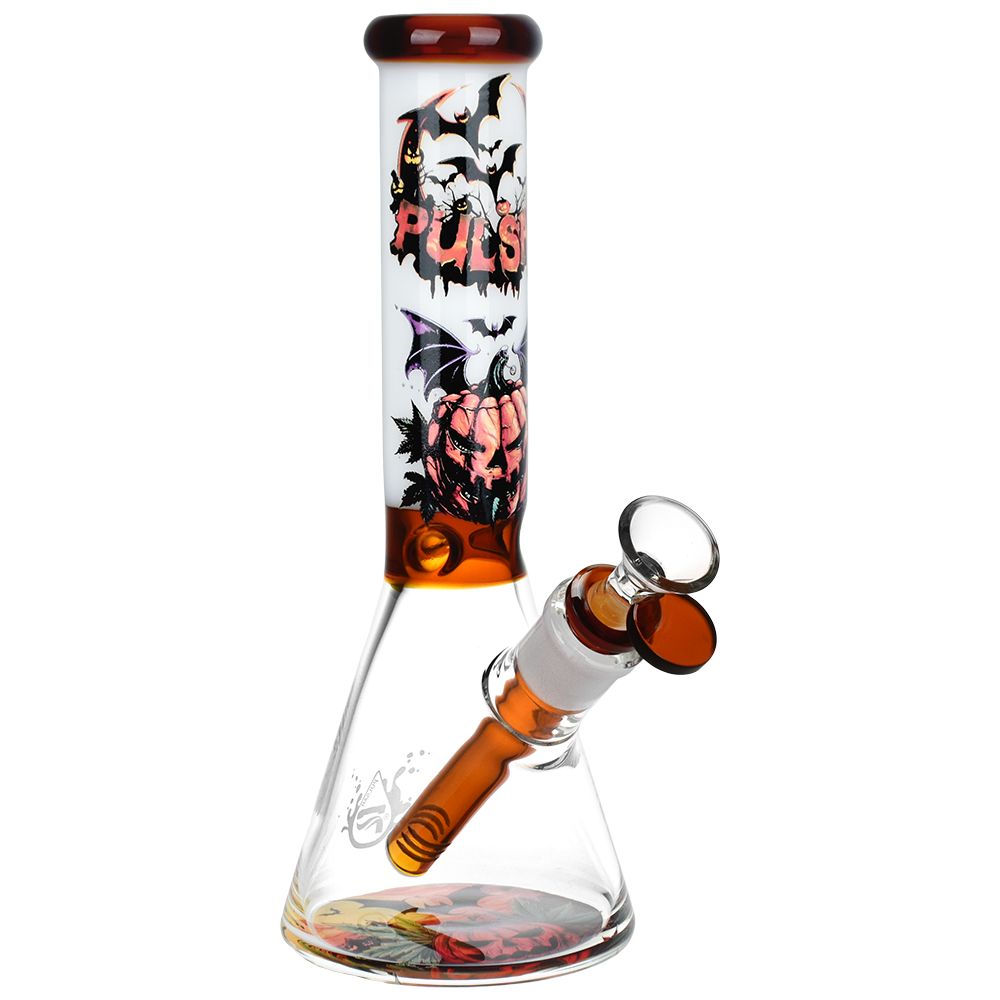 Halloween Scene Beaker Glass Bong - 9.5 IN