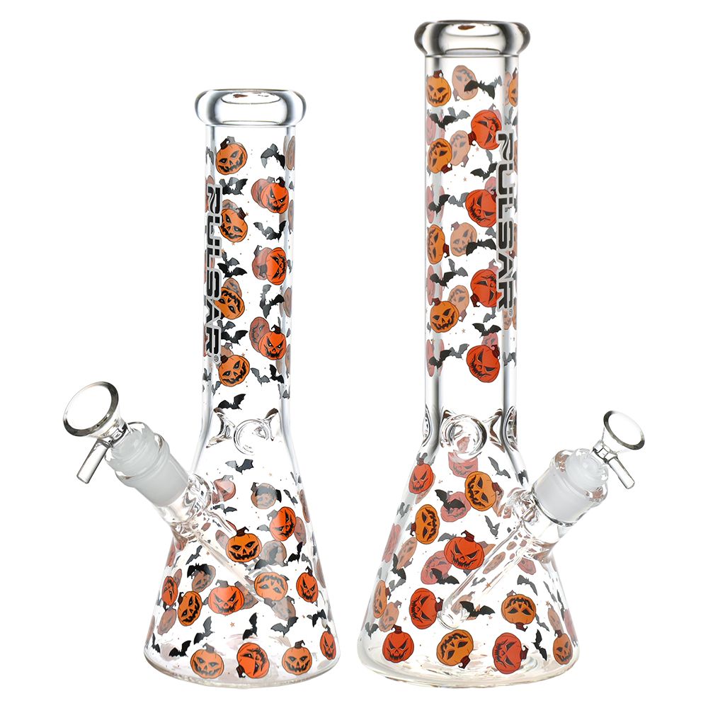 Cackling Pumpkins Batty Beaker Bong | Halloween Glass Water Pipe