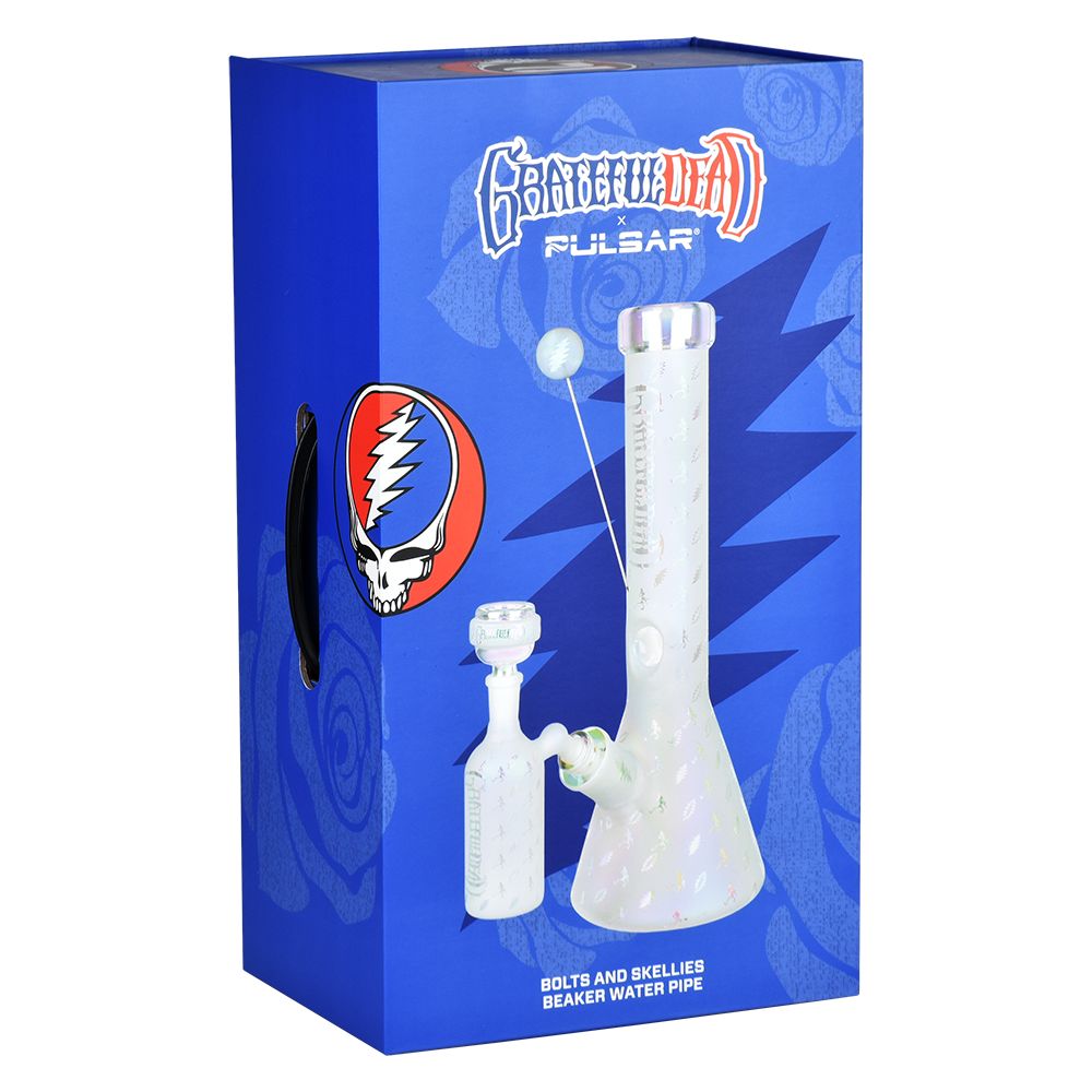 Grateful Dead x Pulsar Bolts And Skellies Glass Beaker Bong Set