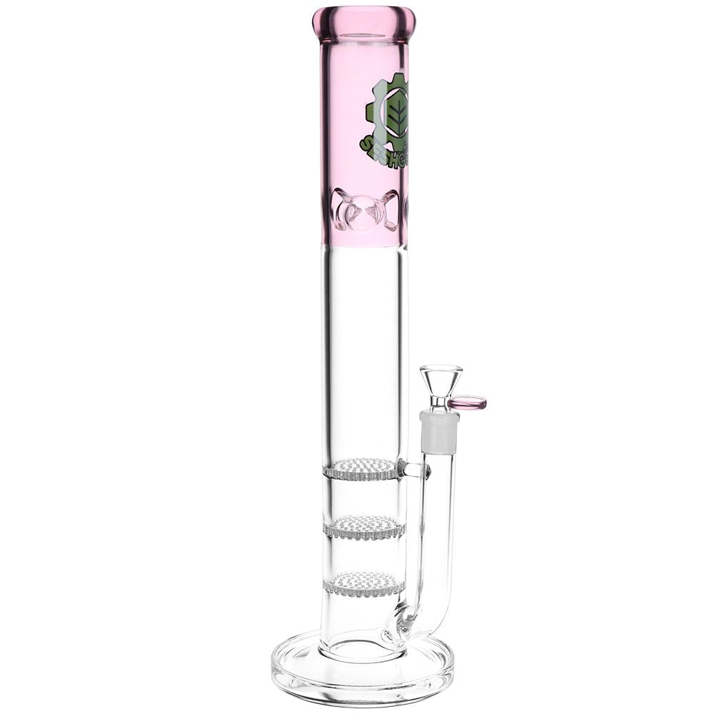 Triple Honeycomb Perc Straight Tube Water Pipe - 15&quot;