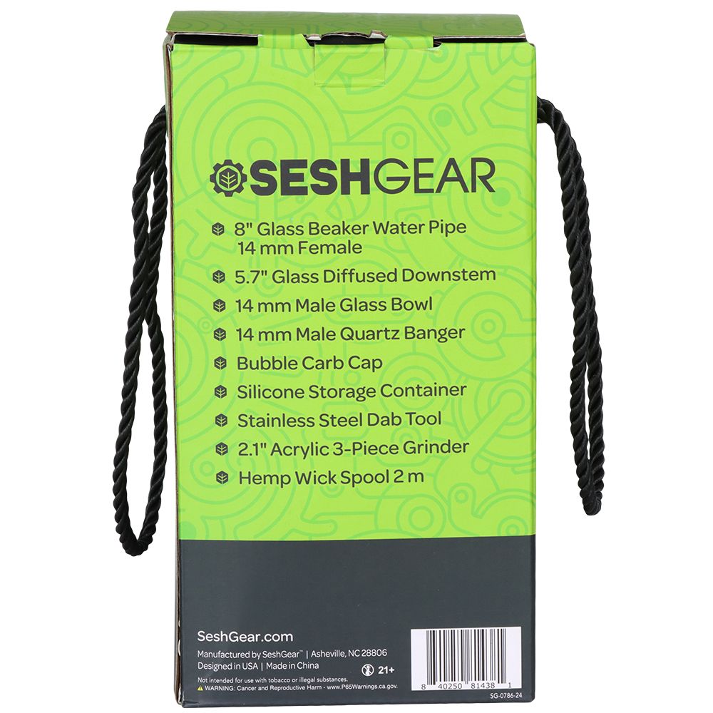Sesh Gear product packaging with green and black design