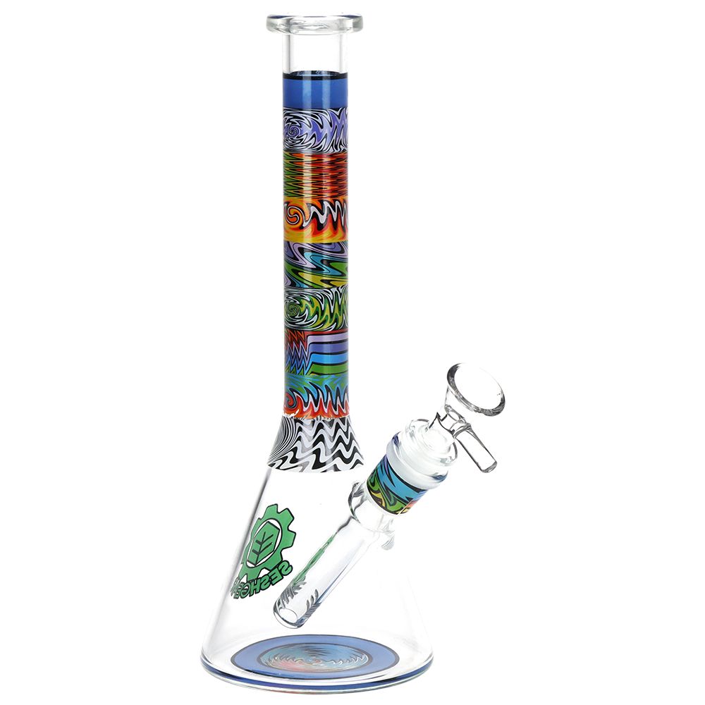 Tehchnicolor Zig Wag Beaker Glass Bong - 10"
