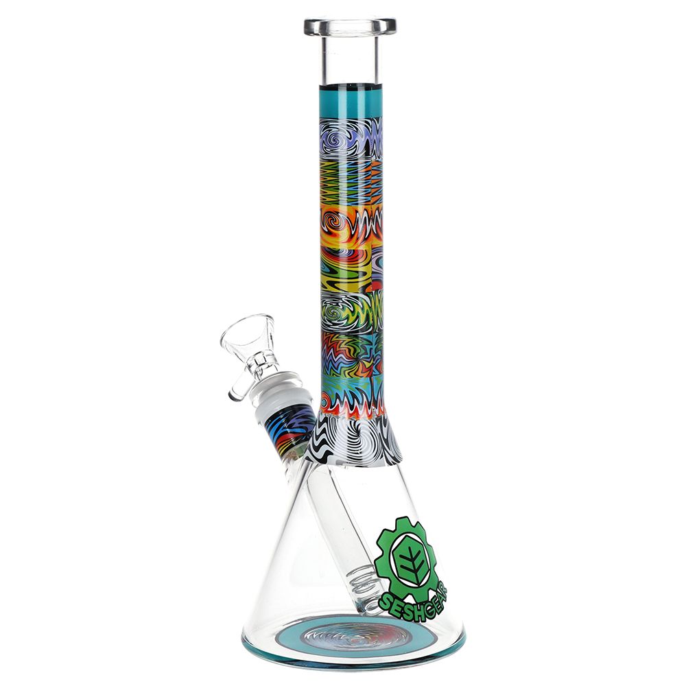 Tehchnicolor Zig Wag Beaker Glass Bong - 10"
