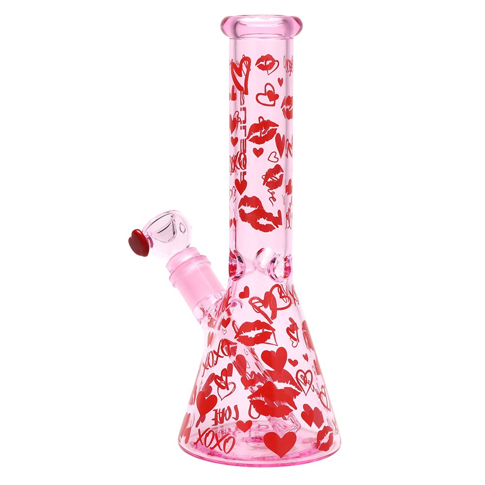 Valentine&#39;s XOXO Glass Beaker Bong &amp; Heart Pipe Set