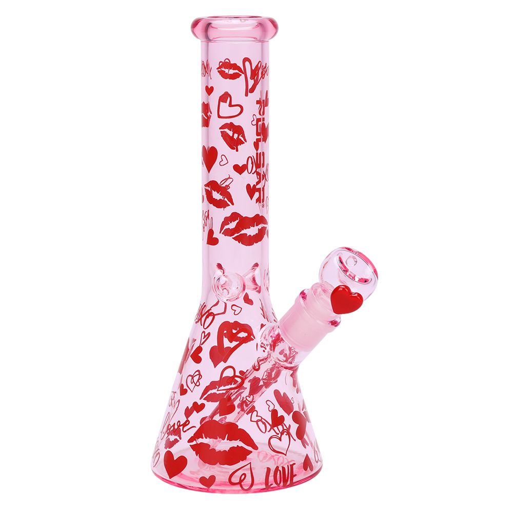 Valentine&#39;s XOXO Glass Beaker Bong &amp; Heart Pipe Set