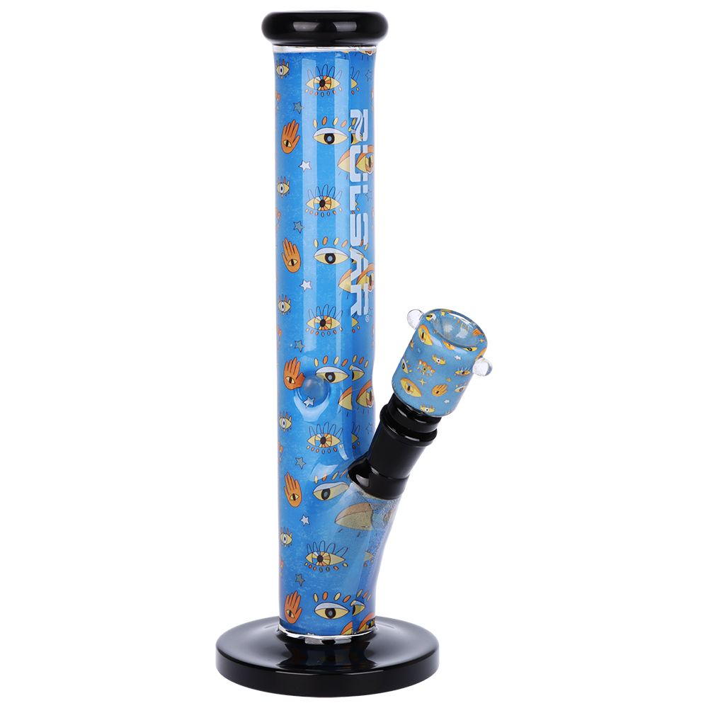 Inside Print Straight Tube Glass Bong - 11.25"