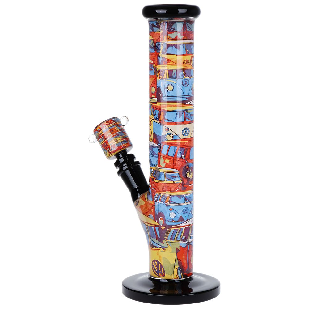 Inside Print Straight Tube Glass Bong - 11.25"