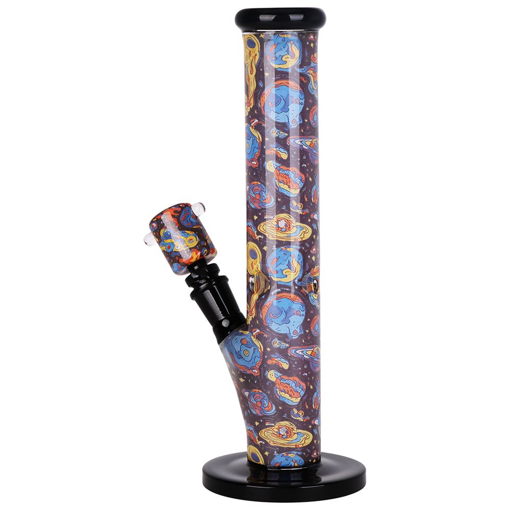 Inside Print Straight Tube Glass Bong - 11.25"