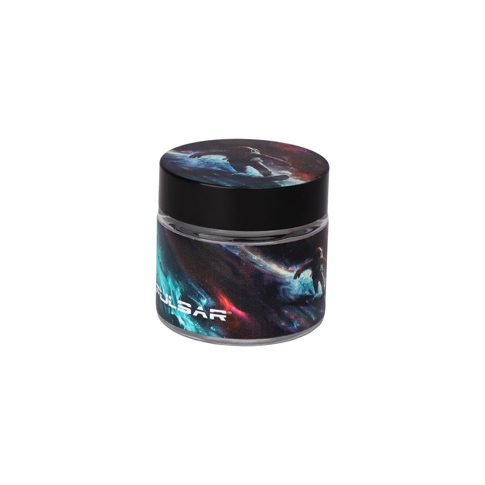 Jar with a colorful design on a white background