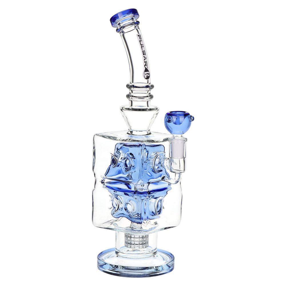 Double Swiss Percolator Cube Glass Bong - 12.5"