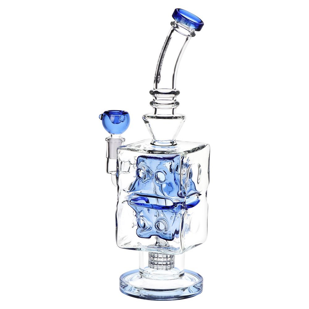 Double Swiss Percolator Cube Glass Bong - 12.5"