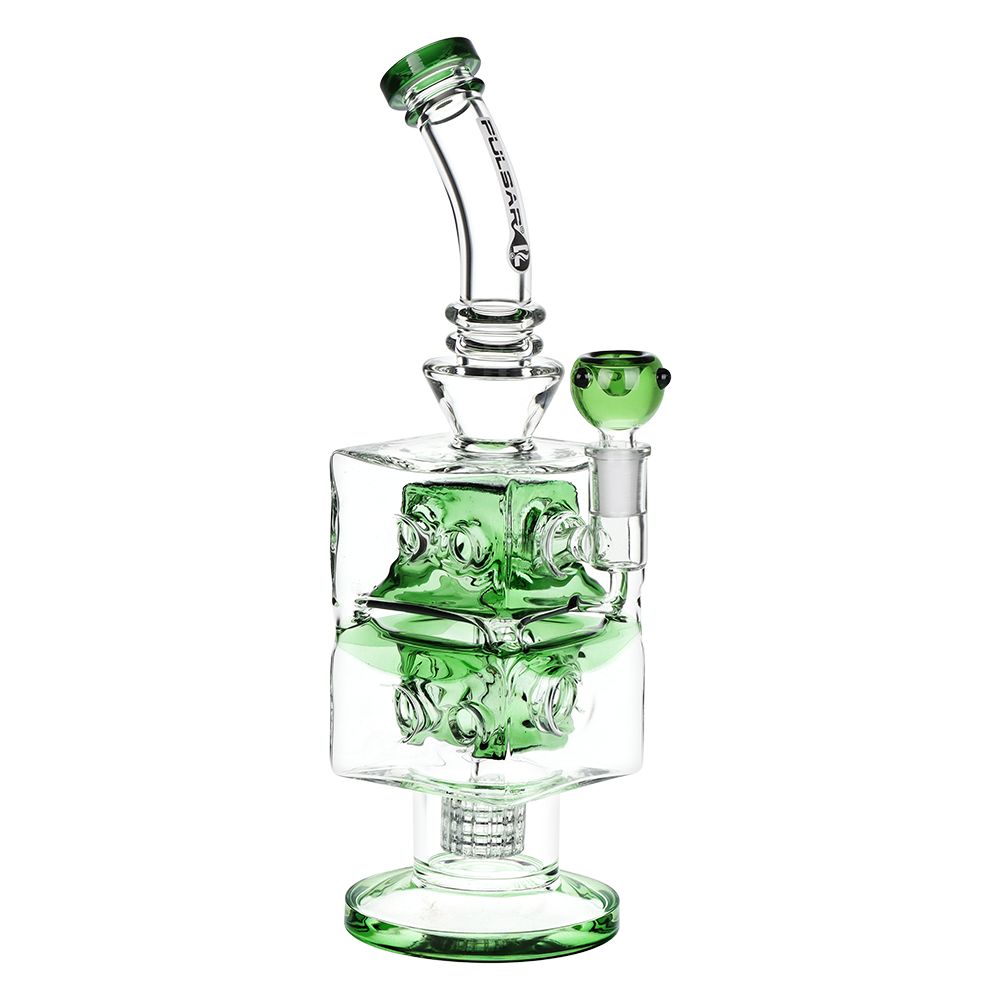 Double Swiss Percolator Cube Glass Bong - 12.5"