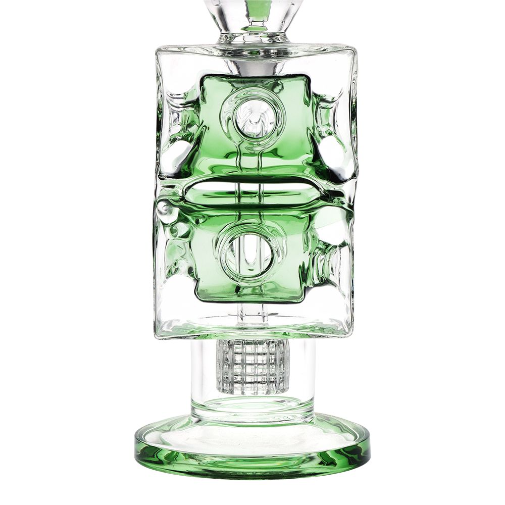 Double Swiss Percolator Cube Glass Bong - 12.5"