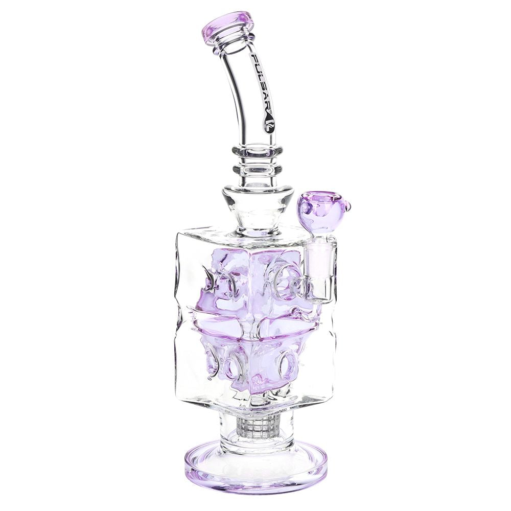 Double Swiss Percolator Cube Glass Bong - 12.5"